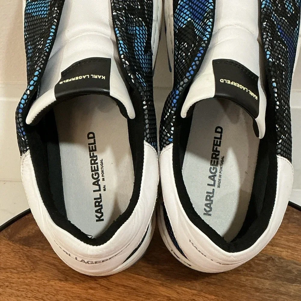 Men's 10.5 Karl Lagerfeld Paris Camo Print Laceless Sneakers Slip On Shoes